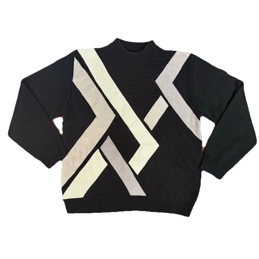 Peletti‎ Hip-Hop Cosby Geometric Colorblock Dad Sweater Sz XLVtg